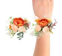 Rose Bridesmaid Wrist Corsage Set, for Groom Bride Groomsmen Wedding Suits Prom Ceremony Anniversary Dinner Party Graduation Decor Mother Christmas,ge/Beige/White
