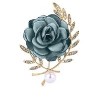 Rose Brooch for Women,Dainty Satin Fabric Flower Lapel Pins Vintage Elegant Pearl Brooches Handmade Crystal Pearl Pins Silk Camellia Safety Collar Pin Dress Suit Accessories Wedding Bridal Bouquet