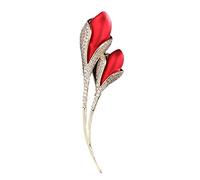 Rose Brooch Women's High End Retro Brooch Small Fragrant Corsage Quality Suit Accessories Clothing Pearl for Flower (Watermelon Red, One Size)