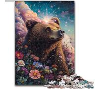 Rose Brown Bear Jigsaw Puzzles for Adults 1000 Piece, Decompressing Intellectual Educational Toy Educational Game for Birthday, Chrismas (26x38cm)