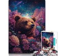 Rose Brown Bear Jigsaw Puzzles for Adults 1000 Pieces,Help The Brain Exercise Addictive Toys to Cultivate Patience Great Gift (50x75cm)