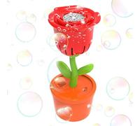 Rose Bubble Blower Machine - Automatic Bubble Maker with Colour Changing LED Lights, Leakproof & Battery Operated | Romantic Decor For Weddings, Birthday Parties, Garden & Summer Events