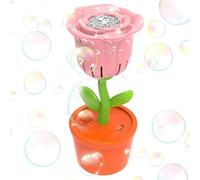 Rose Bubble Blower Machine - Automatic Bubble Maker with Colour Changing LED Lights, Leakproof & Battery Operated | Romantic Decor For Weddings, Birthday Parties, Garden & Summer Events