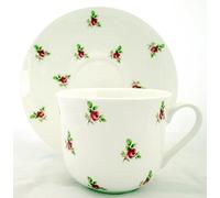 Rose Bud Breakfast Cup & Saucer Fine Bone China Large Cup & Saucer Hand Decorated in The U.K. Free UK Delivery