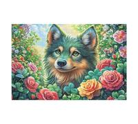 Rose Bush Border Collie 1000 Piece Complete Jigsaw Puzzle Set Flora Meadow Bloom Teens Beginners Mind Relaxation Puzzle Fans Group Play Anniversary Fathers Gift Thick Cardboard 1000 PCS