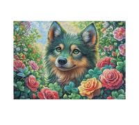 Rose Bush Border Collie 300 Piece Jigsaw Puzzle Pack Flora Meadow Bloom Teens Beginners Cognitive Development Puzzle Fans Group Play High-grade Rigid Cardboard 300 PCS