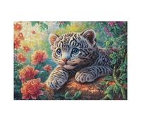 Rose Bush Leopard Cub 300 Piece Premium Jigsaw Puzzle Adult Jigsaws Brain Training Hobby Home Decor Winter Gift Unique Shaped Creativity & Gift Giving 300 PCS