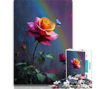 Rose Butterfly 1000 Piece Jigsaw Puzzles for Teenagers,Learning Educational Toy for Is Ideal As A Gift for The Whole Family 38x26cm