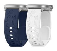 Rose Butterfly Engraved Strap Compatible with Garmin Vivoactive 5/3/3 Music/Venu/Venu 2 Plus/sq/sq 2/Forerunner 245/645/55 Silicone Strap Women, Soft Silicone Band for Garmin Vivomove HR(Pack L)