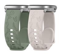 Rose Butterfly Engraved Strap Compatible with Garmin Vivoactive 5/3/3 Music/Venu/Venu 2 Plus/sq/sq 2/Forerunner 245/645/55 Silicone Strap Women, Soft Silicone Band for Garmin Vivomove HR(Pack N)