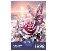 Rose Butterfly Gem 1000 Pieces Jigsaw Puzzle Set Elegant Flora Premium Jigsaw Puzzle Sturdy Cardboard Couple Partners Ultra Difficult Christmas 70x50cm/1000pcs