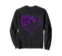 Rose Butterfly Heart Purple Flower Floral Sweatshirt