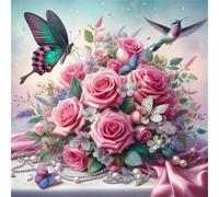 Rose Butterfly Pearl 90 Piece Jigsaw Puzzles for Adults 30x30cm, adult jigsaw puzzles 90 Pieces, Challenging&Brainteasing Puzzle Family Games, Beautiful Decoration puzzle