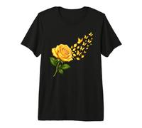 Rose Butterfly Yellow Flower Gardening Floral Premium T-Shirt