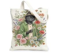 Rose Canvas Tote Bag for Women, Spring Floral Chrysanthemum Poppy Spring Green Washable Reusable Market Tote Bag for Shopping Brunch Park Library Day Trips 13x15 Inch