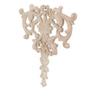 Rose Carved Wood Ornament for Doors, Headboards and Walls | Unpainted Khaki Finish, Floral Carving Detail, French Inspired Style, for Crafters and Home Diyers