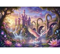 Rose Castle Swan 500 Piece Wooden Jigsaw Puzzle,Impossible Challenge,Educational Toy,Wood,Adults & Kids 14+,Home Wall Decor,Gift Idea,Stress Relief (52x38cm)