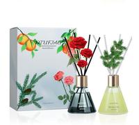 Rose Cedar Scent Diffusers with 16 Fiber Sticks,6.76 oz Reed Diffuser for Room Decoration,Last Up 45 Days