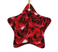 Rose Christmas Ceramic Star Ornaments Christmas Tree Decorations Home Party Decorations