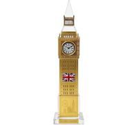 Rose Collections Colour Changing Big Ben London Souvenir - 18cm Light-Up Gold Miniature Clock Tower Replica with Union Jack - LED Ornament on Crystal Base - UK Travel Gift or Desk Decor