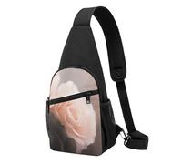 Rose Color Blush and Black Printed Sling Backpacks Casual Crossbody Shoulder Bag Chest Pack for Men Women