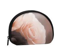 Rose Color Blush and Black Prints Coin Purse Shell Mini Pouch Wallet Change Bag for Women Girls Kids