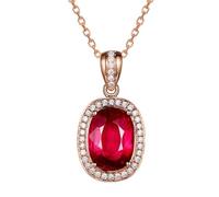 Rose Color Ruby Gemstone Pendant Necklaces for Women 925 Jewelry Wedding Engagement Necklace Made in China
