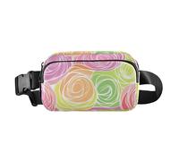 Rose Colorful Fashion Waist Pack Crossbody Bag for Women Men Teens Waterproof Bum Belt Bag with Adjustable Strap for Travel Running Hiking