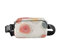Rose Colorful Stylish Waist Pack Crossbody Bag for Women Men Teens Waterproof Crossbody Passport Bag with Adjustable Strap for Travel Shopping Running