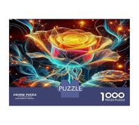 Rose Colourful Glowing Cosmic Rose 1000 Pcs Adult Jigsaws Beautiful Decoration Puzzle Brain Development 70x50cm/1000pcs