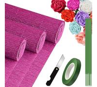 Rose Crepe Paper Rolls (3 Rolls/9.8In x 98In), Crepe Paper for Flower Making for DIY Flowers Crafts, Wedding, Birthday Party, Valentine's Day Ornament (Rose)