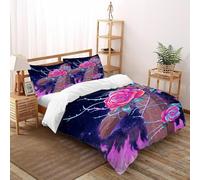 Rose Crosses Double Duvet Set Flower Totem Ultrasoft Hypoallergenic Duvet Double Cover Set Non Iron Luxury Bedding Sets With Zipper Closure Super King(260x220cm)