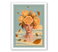 Rose-Crowned Reverie Boho Framed Wall Art Print A2 (59.4×42cm) White, Wall Decor for Living Room, Bedroom, Office & Home, Ready to Hang, Art Gift