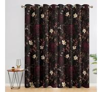 Rose Curtains Bedroom, 46 x 54 - Floral Botanical Blackout Curtains & Decor, Living Room, Eyelet Patterned Window Drapes, 54 Inch Drop 2 Panels （NES149）