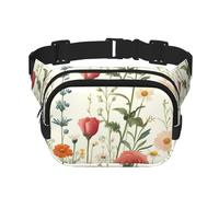Rose Daisy Double Layer Waist Bag Pack Flower Bum Bag Fanny Pack for Men Women, Adjustable Belt Bag for Travel Hiking Running Cycling Festival