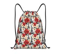 Rose Daisy Eiffel Tower Unisex Gym Sack Adjustable Drawstring Backpack Foldable Swimming Bags For Football Gym Swim