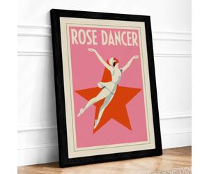 Rose Dancer Art Deco Framed Wall Art Print A1 (84.1×59.4cm) Black, Wall Decor for Living Room, Bedroom, Office & Home, Ready to Hang, Art Gift