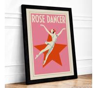 Rose Dancer Art Deco Framed Wall Art Print A1 Black