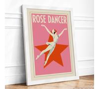 Rose Dancer Art Deco Framed Wall Art Print A1 White