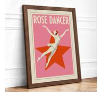 Rose Dancer Art Deco Framed Wall Art Print A3 (42×29.7cm) Walnut, Wall Decor for Living Room, Bedroom, Office & Home, Ready to Hang, Art Gift