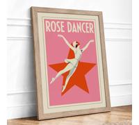 Rose Dancer Art Deco Framed Wall Art Print A3 Oak