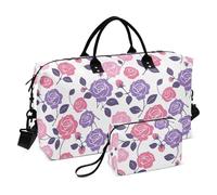 Rose Decorative Travel Bag Workout Bag with Toiletry Bag for Sports 2 Pcs Set bolso de Mano para viajar en Avion
