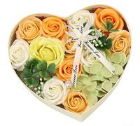 Rose Design Soap Flowers Encased in Heart Form Presentation Box for Intimate and Reflective Occasions (B)