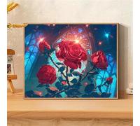 Rose Diamond Art Kits Adults, 5D Diamond Painting Kit Full Drill Round Rhinestone, Paint by Diamonds Embroidery Gem Art for Beginners Kids, DIY Crystal Mosaic Pictures Gifts (Building) 20x28in 0sc795