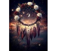 Rose Diamond Art Kits Adults, 5D Full Drill Diamond Painting Dream Catcher 30x40 cm DIY Crystal Art Cross Stitch Embroidery Crafts Gem Sequin Canvas Pictures for Home Wall Decor Gifts for Women H-449