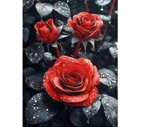 Rose Diamond Art Kits Adults, 5D Full Drill Diamond Painting Red 10x15 cm DIY Crystal Art Cross Stitch Embroidery Pictures Crafts Gem Sequin Canvas Paintings for Home Wall Decor Gifts for Women H-447