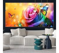 Rose Diamond Painting Kits for Adults 140x70cm Diamond Art Butterfly Painting by Numbers for Children with Full Square Drill Accessories, Crystal Arts and Crafts Cross Stitch Pictures, Gifts y-w204