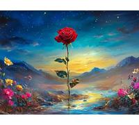 Rose Diamond Painting Starry Sky Diamond Art Kits Adults Beginner, 5D DIY Round Full Drill Crystal Art kits, Mosaic Crafts for Adults, Crystal Rhinestone Canvas for Home Wall Decor 20x28 inch,Model332