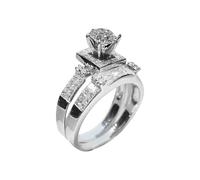 Rose Diamond Ring Valentine's Day Diamond Ring Rose Kle Light Luxury Can Be Stacked To Wear Women's Fashion Features: Punk Rings Set (White, One Size)