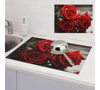 Rose Dish Drying Mat for Kitchen Counter, Absorbent Microfiber Drainer Mats, Non-slip Kitchen Draining Mat for Coffee Machine Dish Rack Pad 24"x18" Dish Drainer Pad